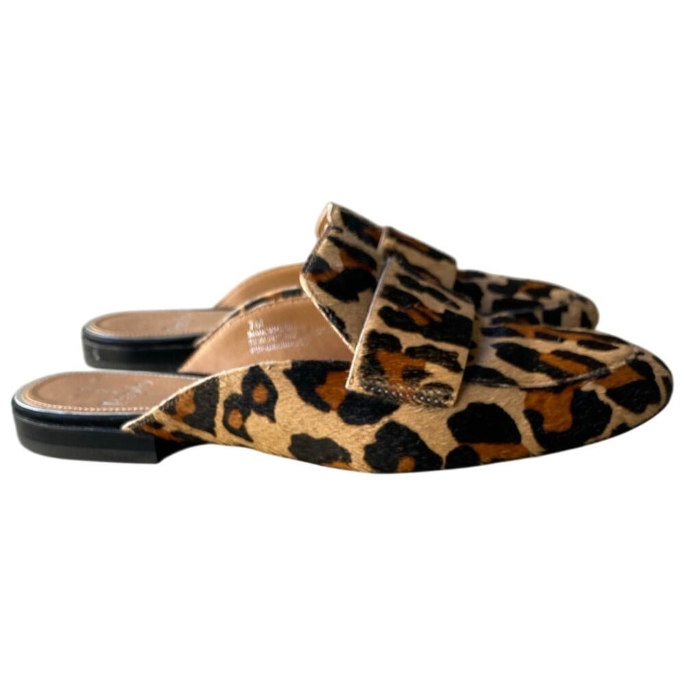 Nordstrom Linea Paolo Annie Calf Hair Loafer Mule US 7 Tan Leopard Animal Print - Picture 9 of 11